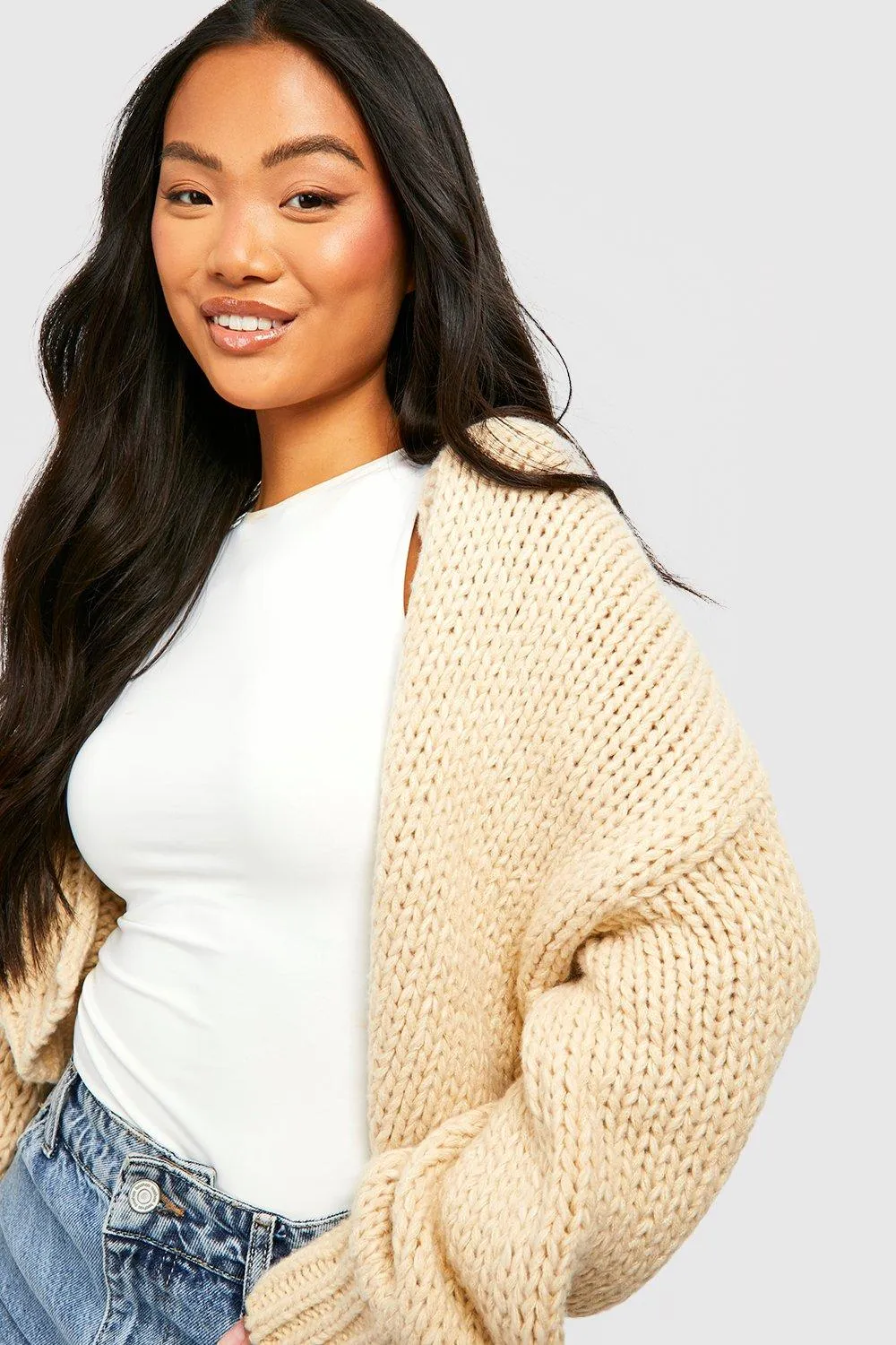 Petite Premium Chunky Knit Cardigan - Shop Jumpers & Cardigans at boohoo