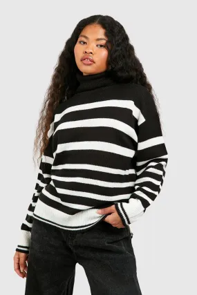 Petite Stripe Roll Neck Jumper | Shop Jumpers & Cardigans | boohoo