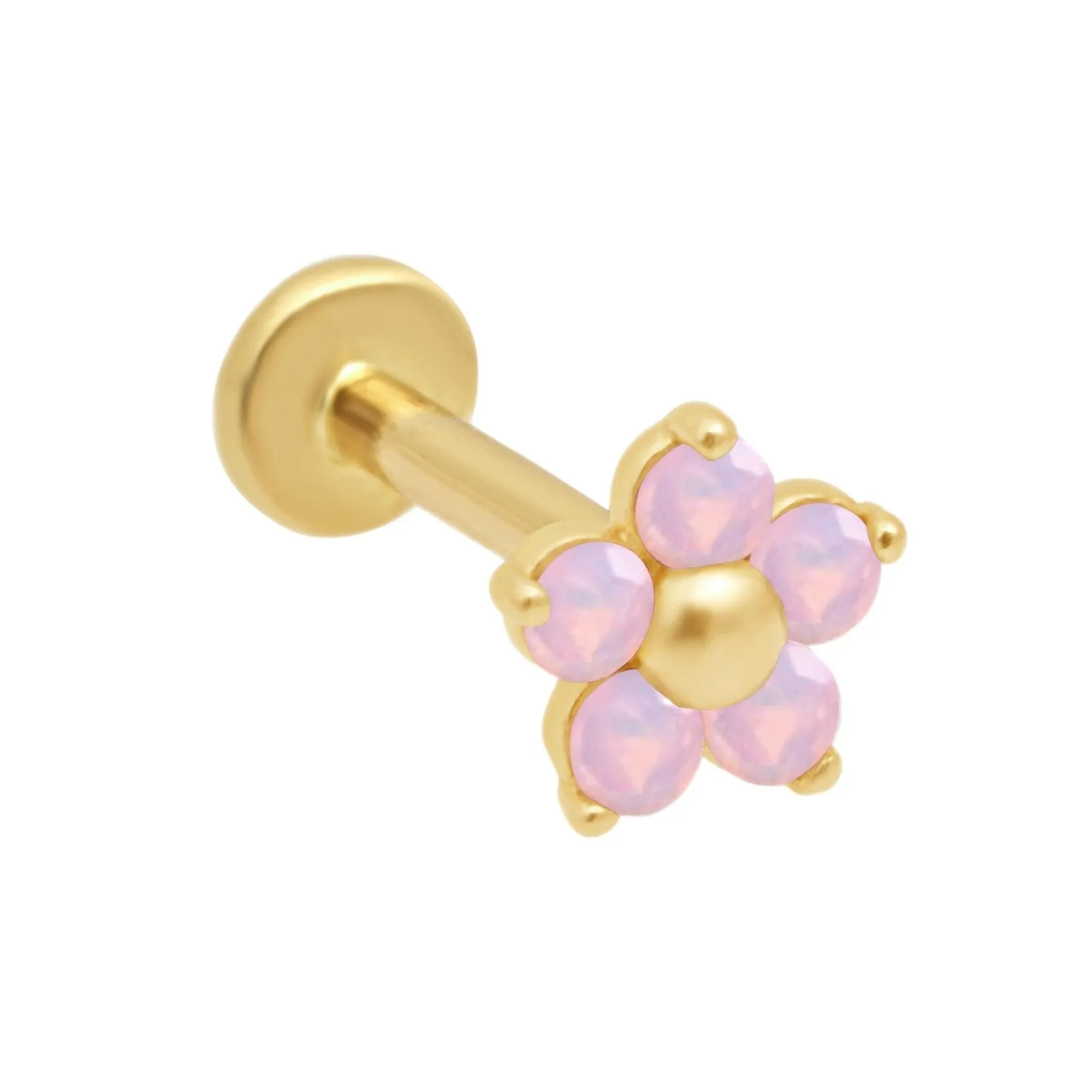 Pink Opal Flower Flat Back Stud