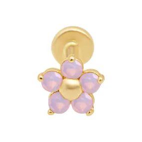 Pink Opal Flower Flat Back Stud