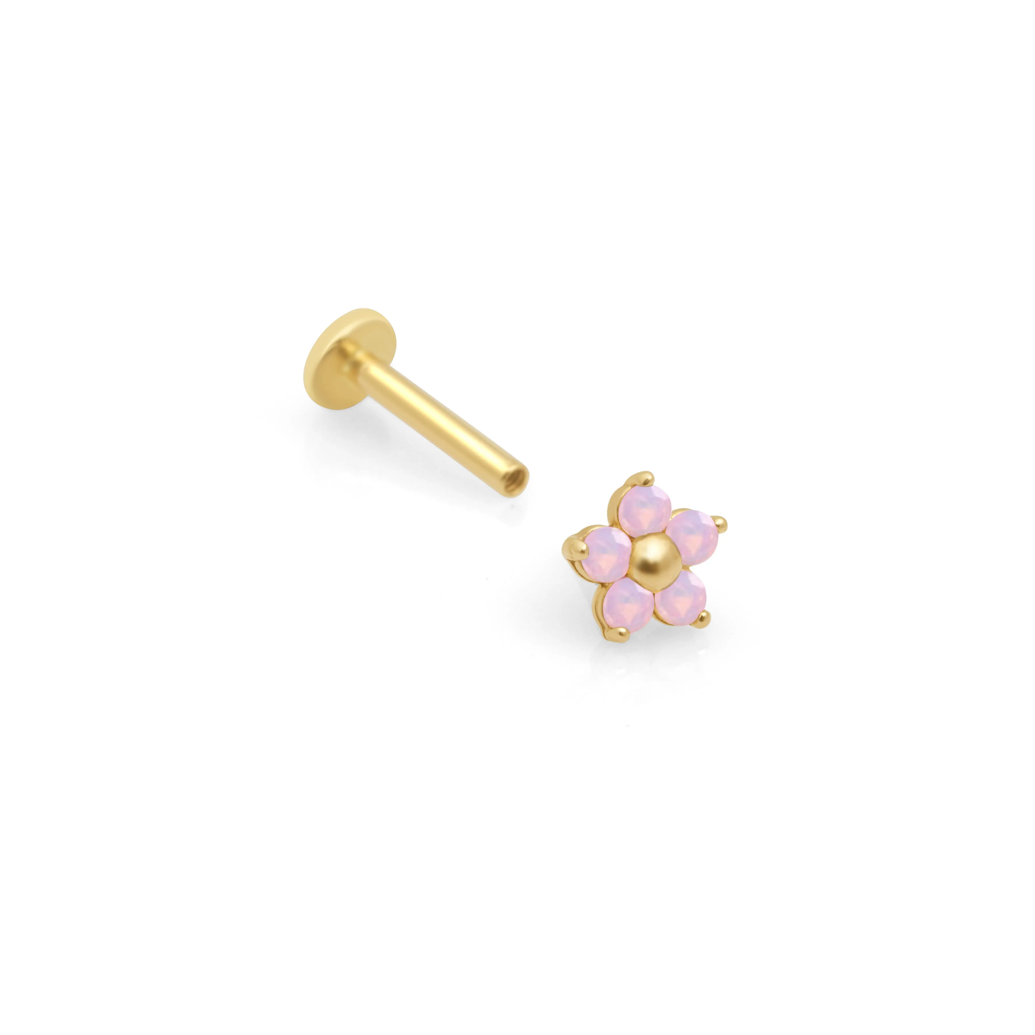 Pink Opal Flower Flat Back Stud