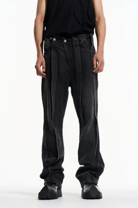 Pleated Straight Jeans