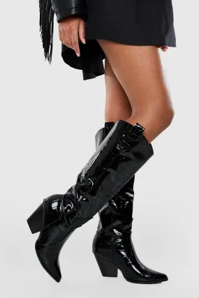 Pointed Toe Knee High Western Cowboy Boots