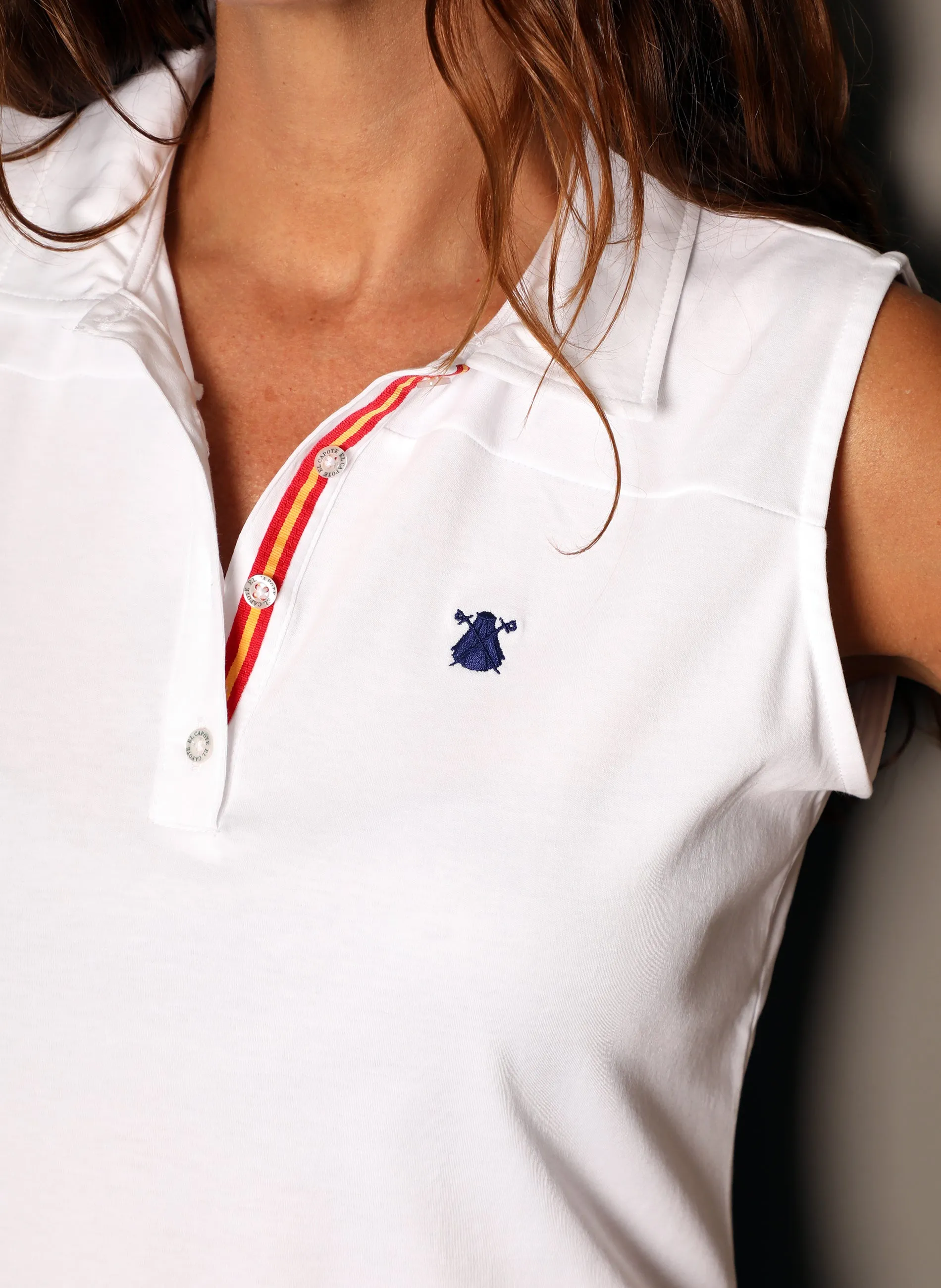 Women's White Polo Interlock Spain