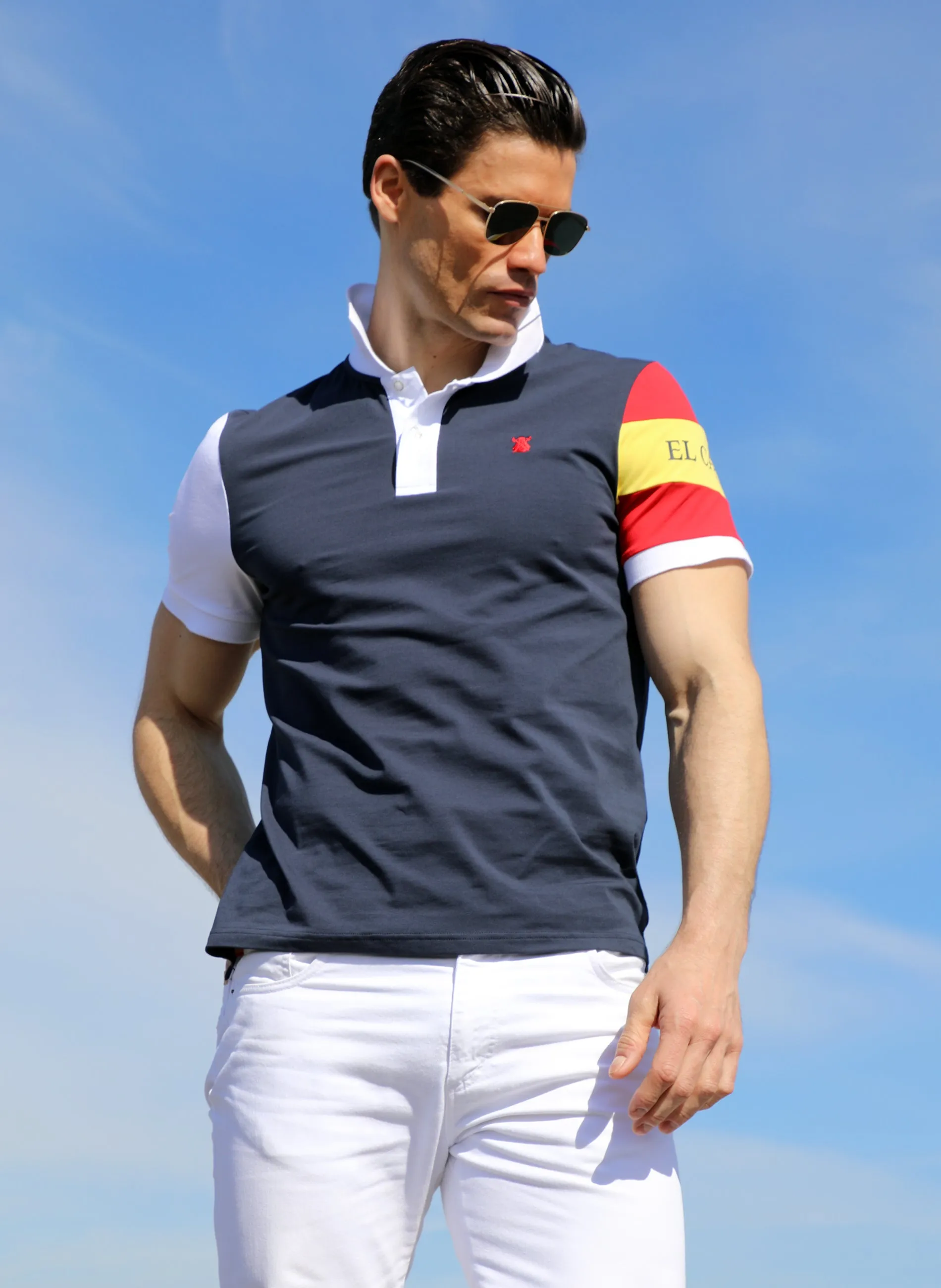 Blue Polo Shirt in Spanish Sleeve