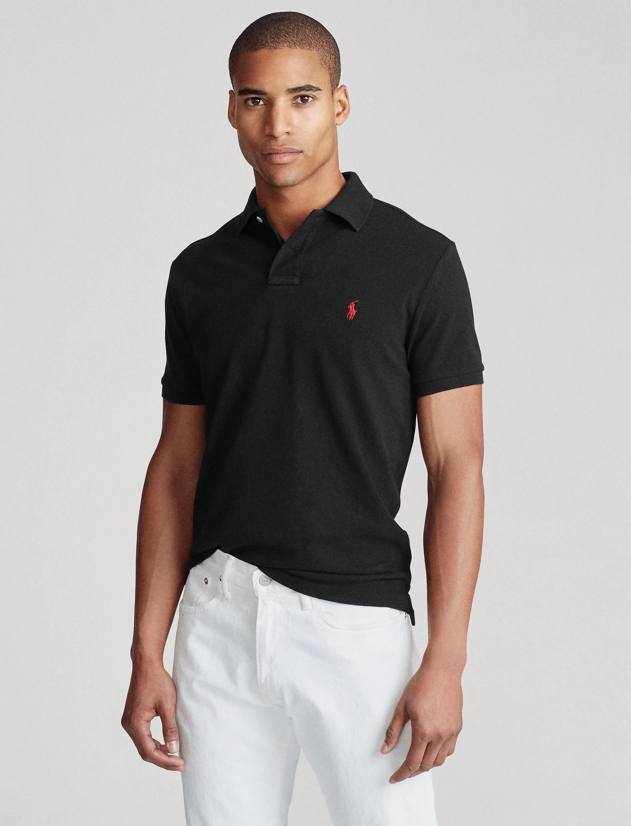 Polo Ralph Lauren Slim Fit Mesh Polo Black