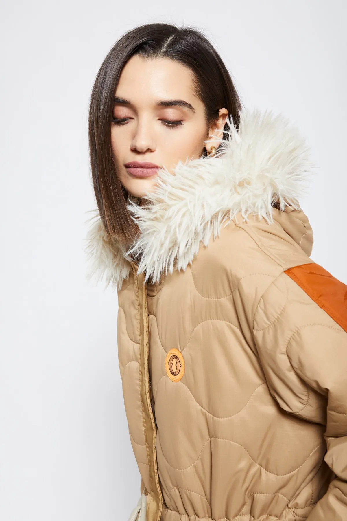 Puffer long jacket with hood