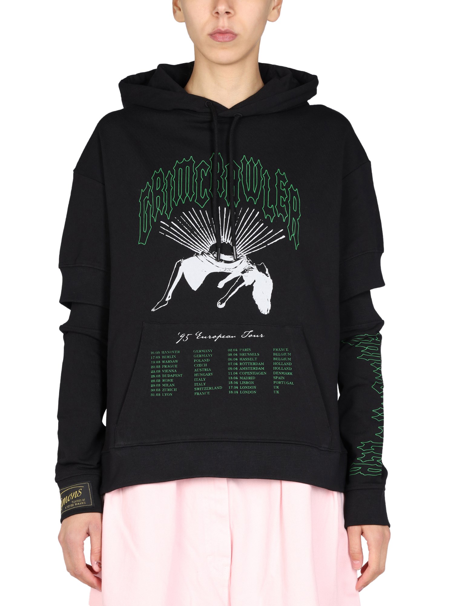 RAF SIMONS Cotton Logo Print Sweatshirt with Drawstring Hood - Shop Now