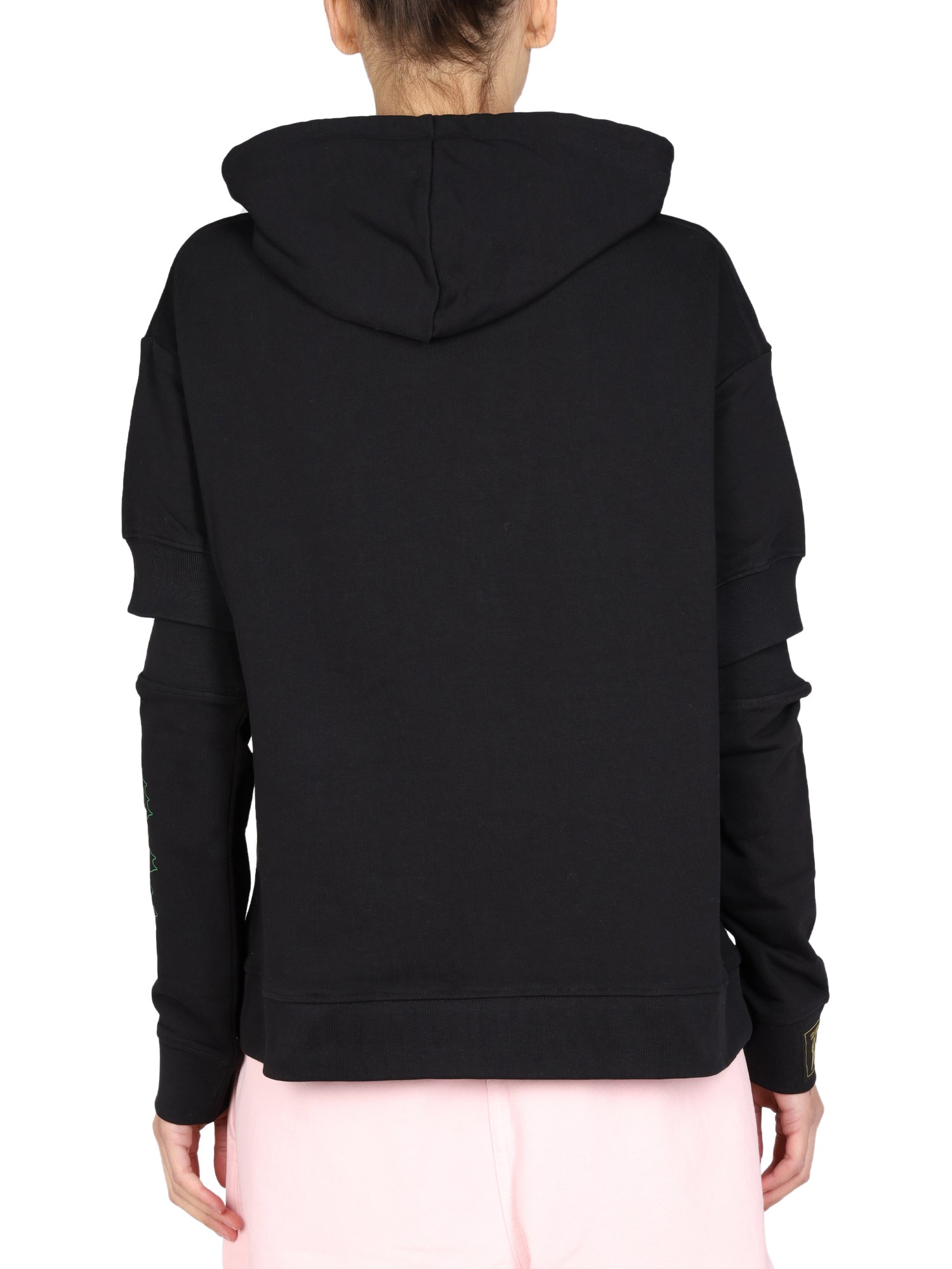 RAF SIMONS Cotton Logo Print Sweatshirt with Drawstring Hood - Shop Now