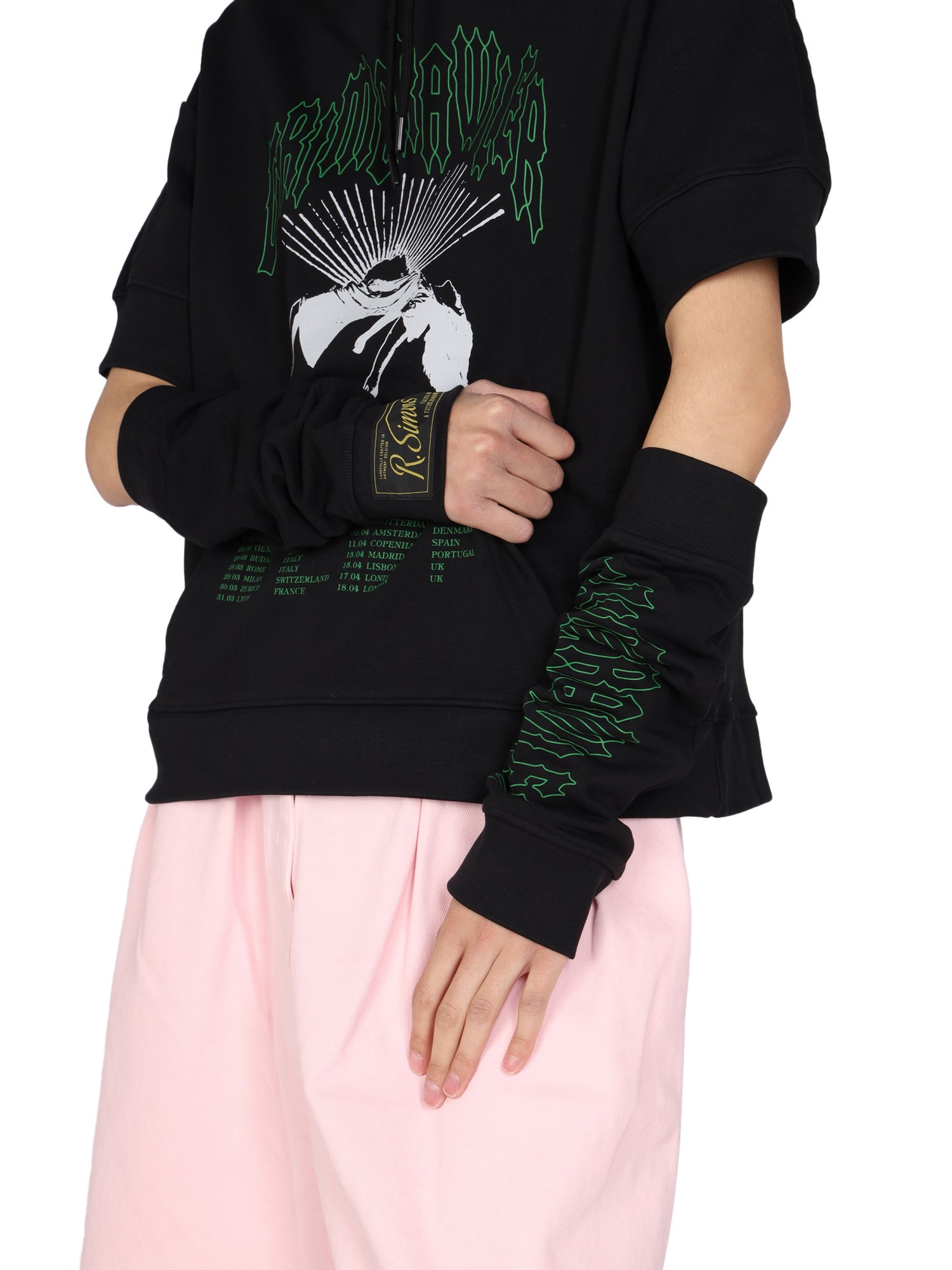 RAF SIMONS Cotton Logo Print Sweatshirt with Drawstring Hood - Shop Now