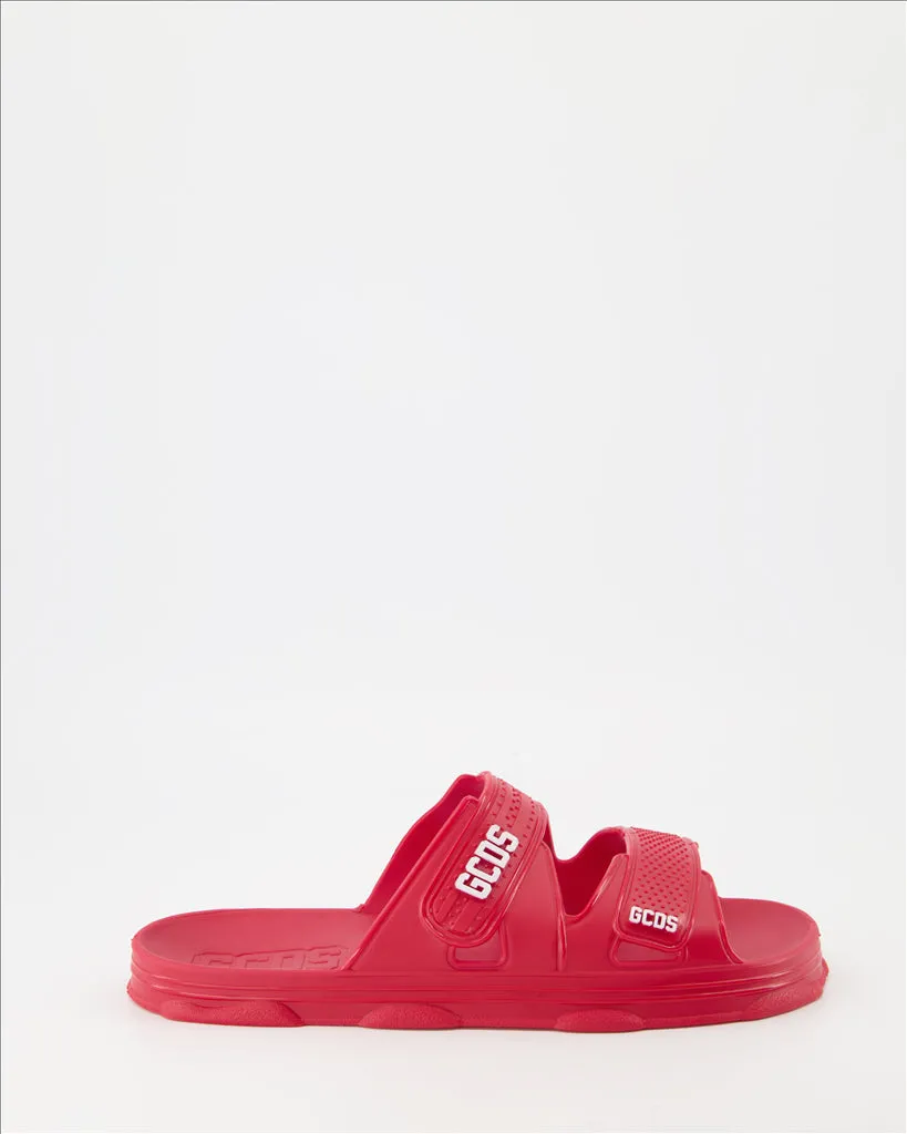 Red Double Strap Slides