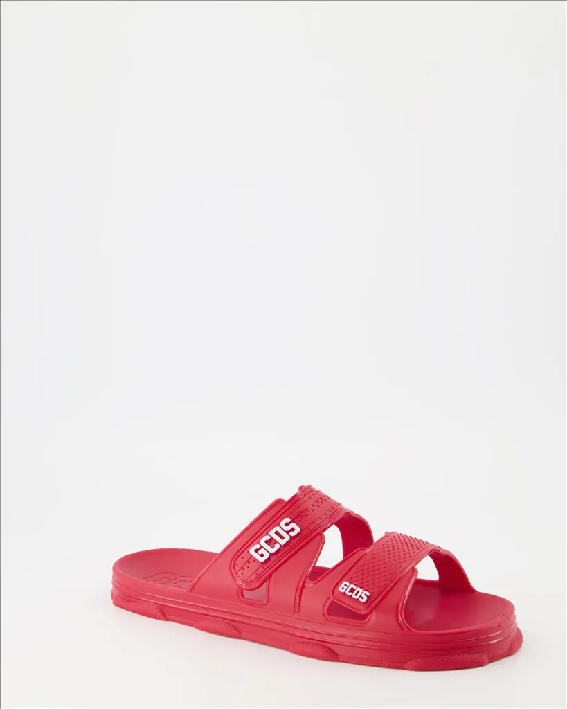 Red Double Strap Slides