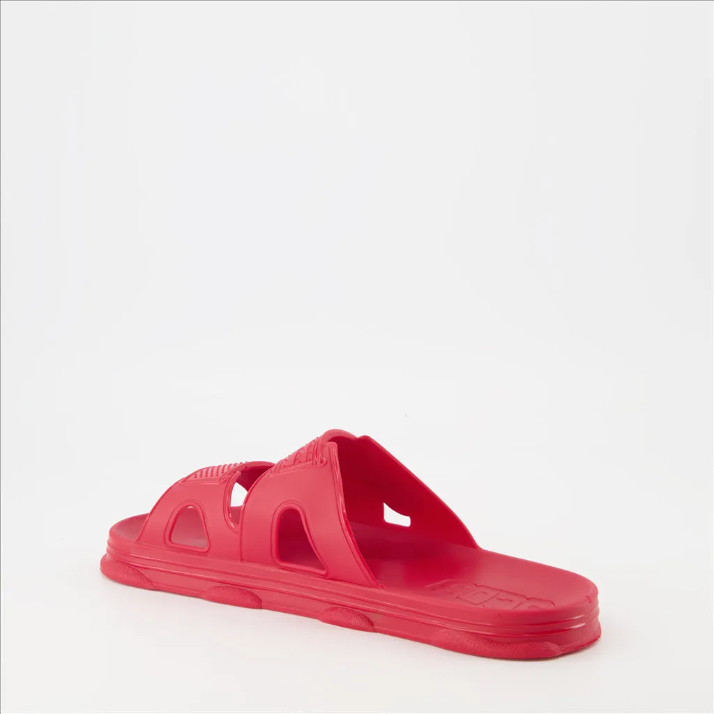 Red Double Strap Slides