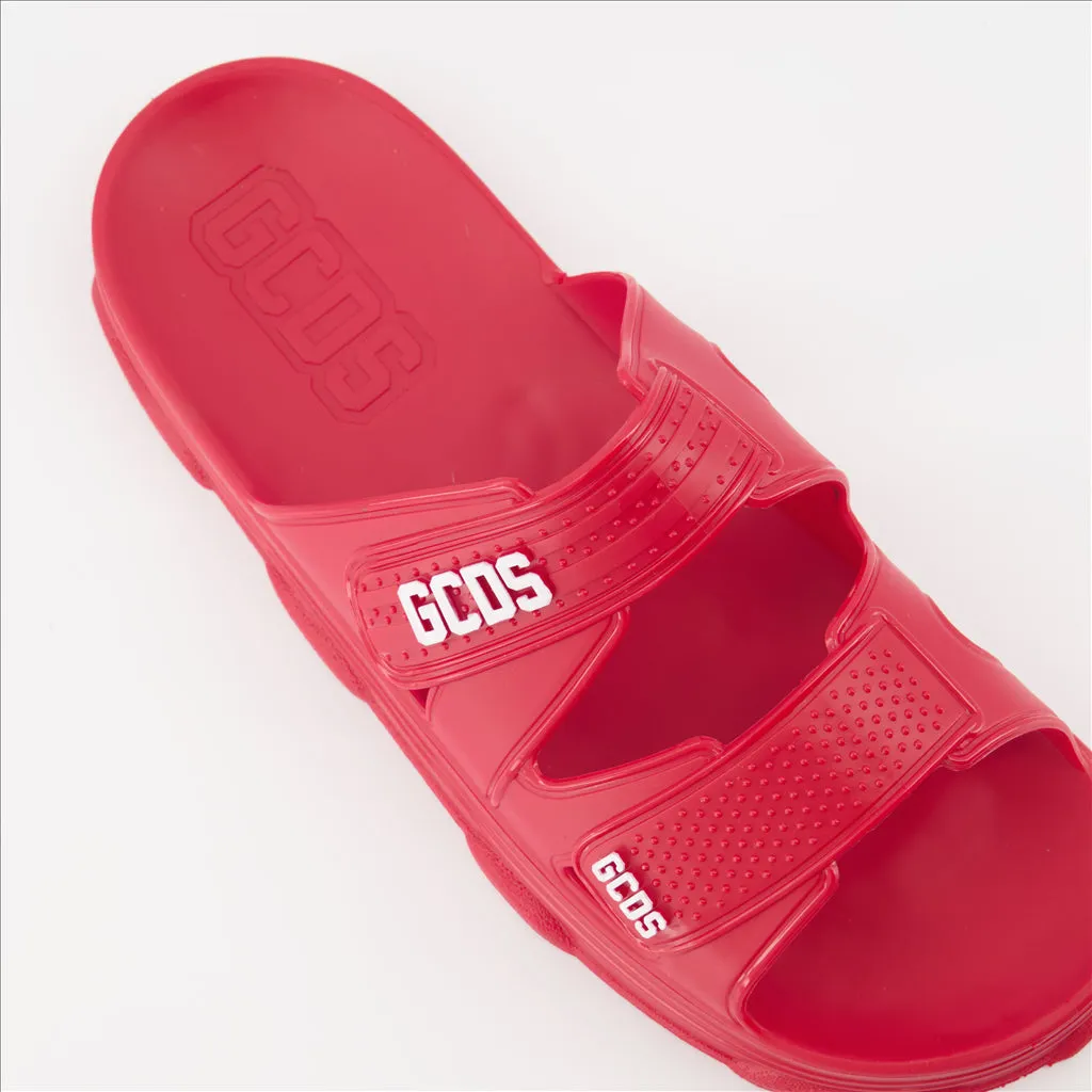 Red Double Strap Slides