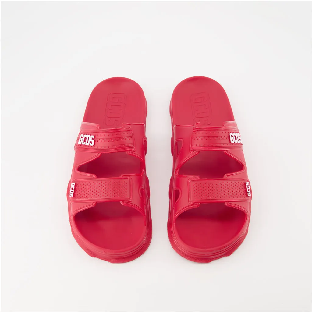 Red Double Strap Slides