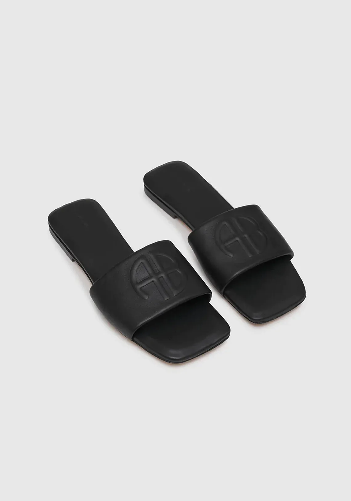 RIA SLIDES BLACK MONOGRAM