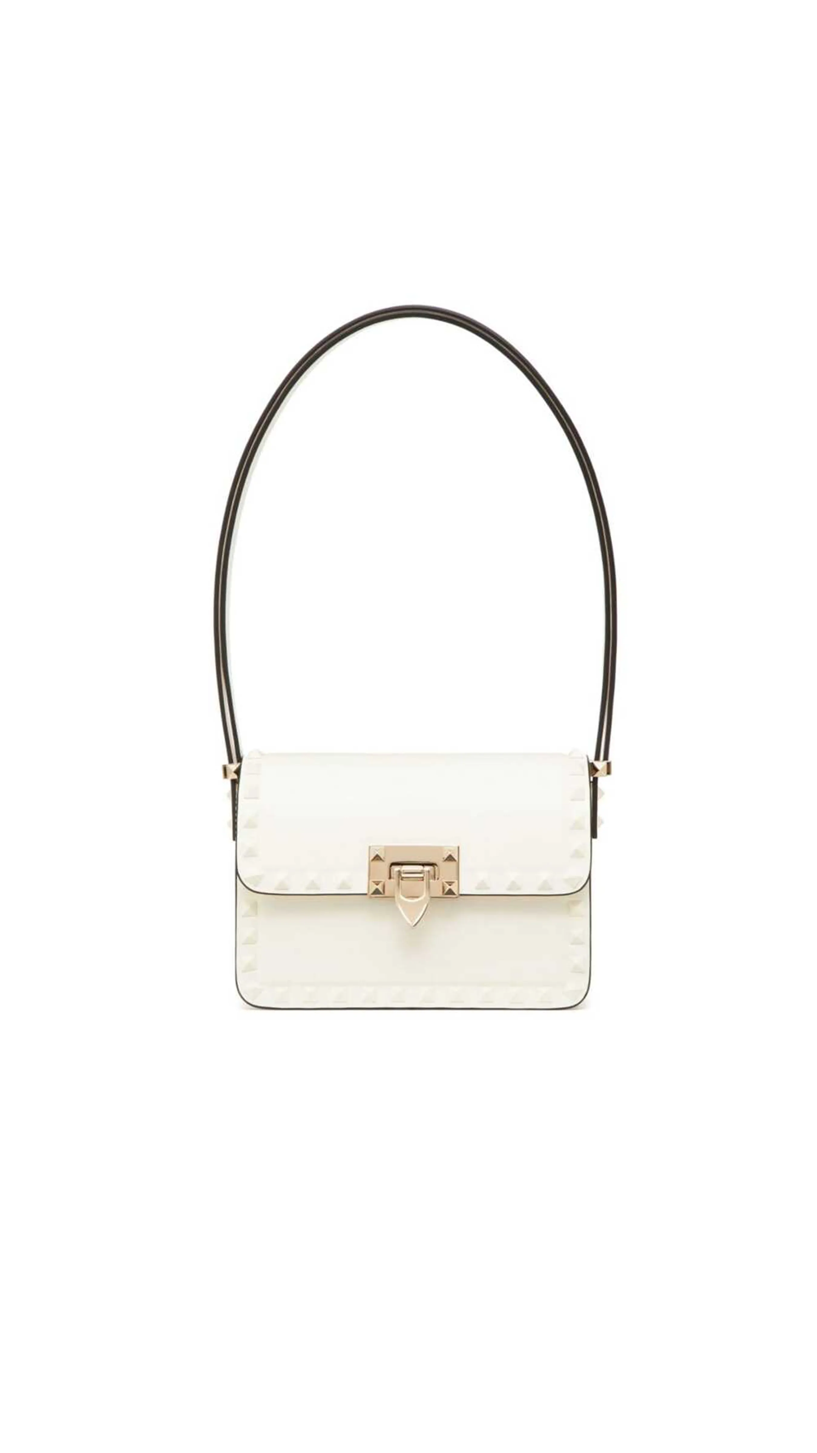 Rockstud23 White Smooth Calfskin Shoulder Bag