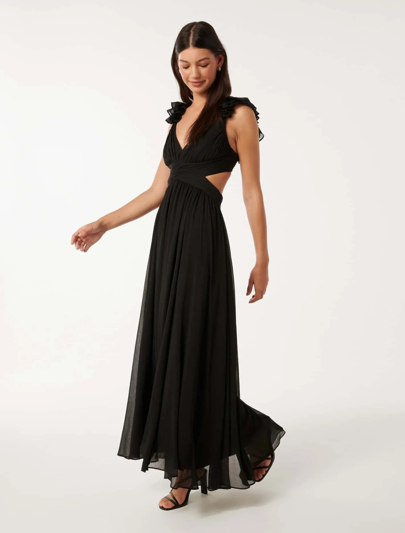 Ruffle Shoulder Maxi Dress - Selena