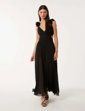 Ruffle Shoulder Maxi Dress - Selena