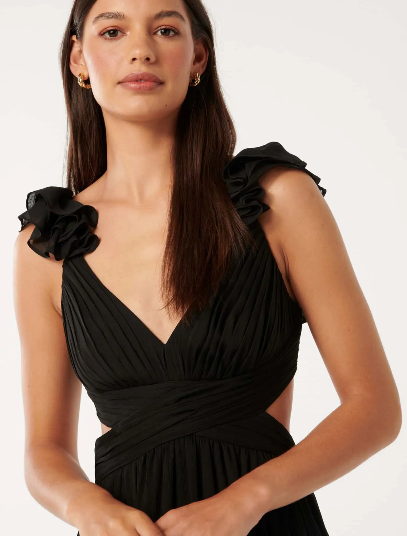 Ruffle Shoulder Maxi Dress - Selena