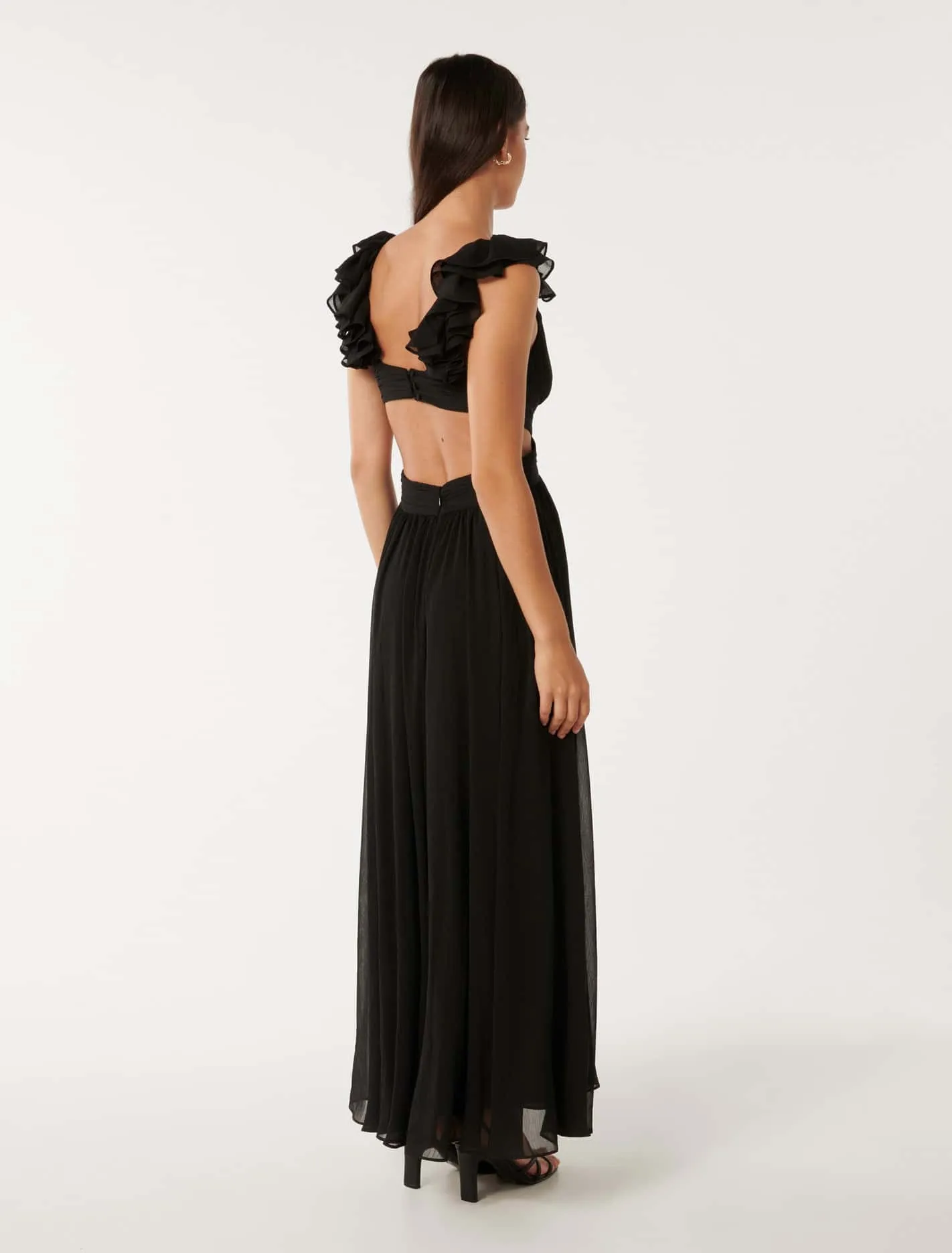 Ruffle Shoulder Maxi Dress - Selena