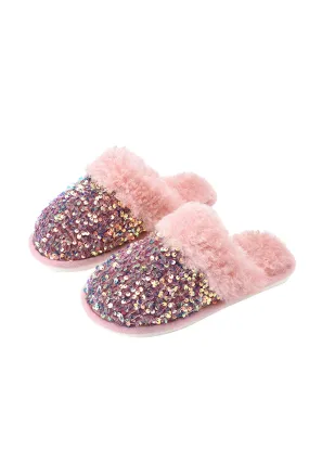 Sequin Plush Slippers