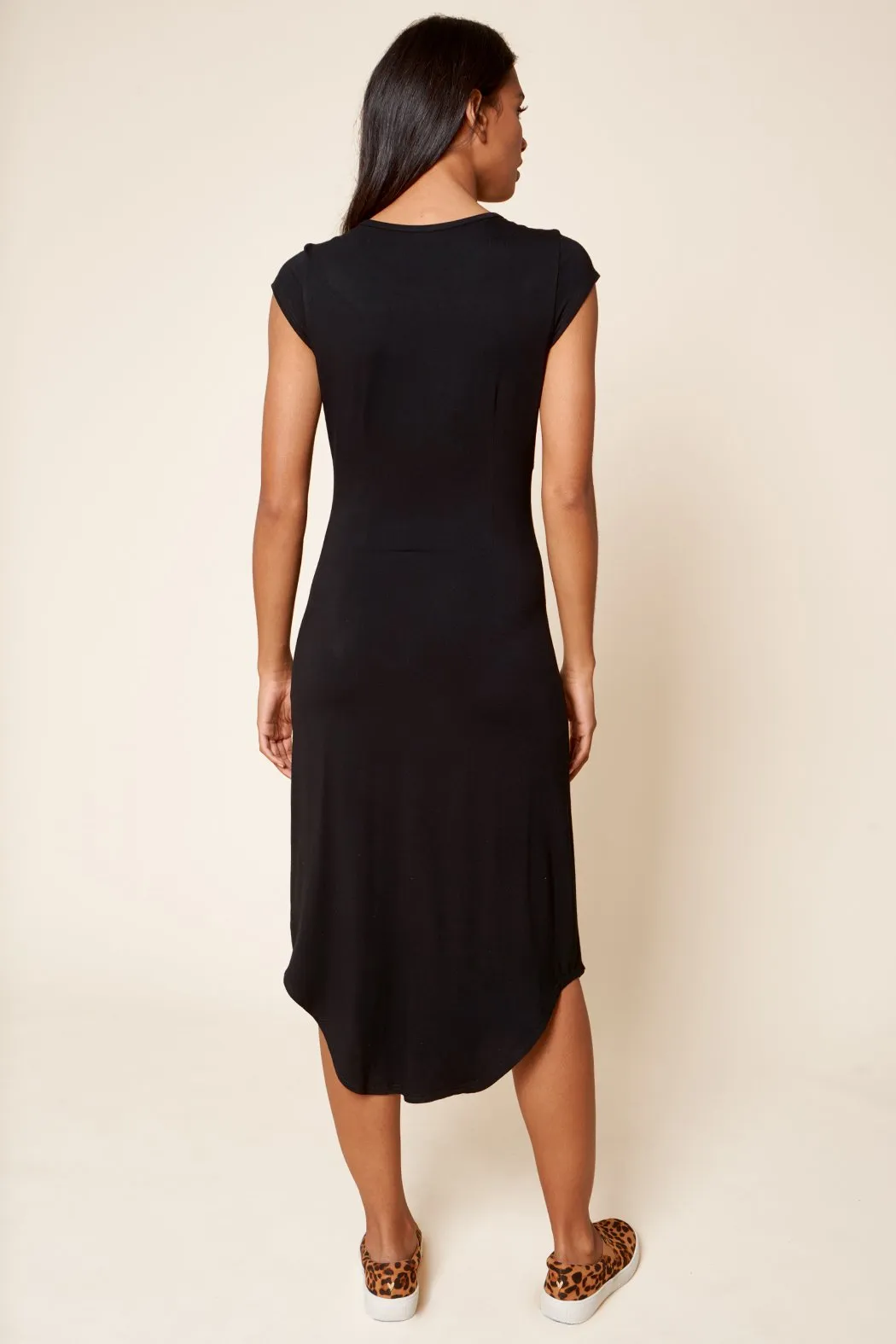 Seville Jersey Knit Asymmetric Midi Dress