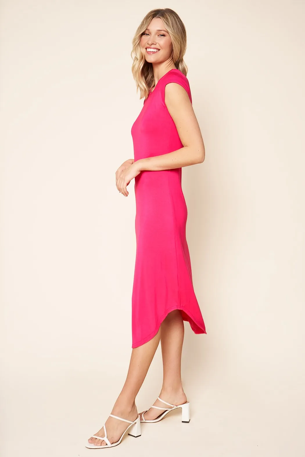 Seville Jersey Knit Asymmetric Midi Dress