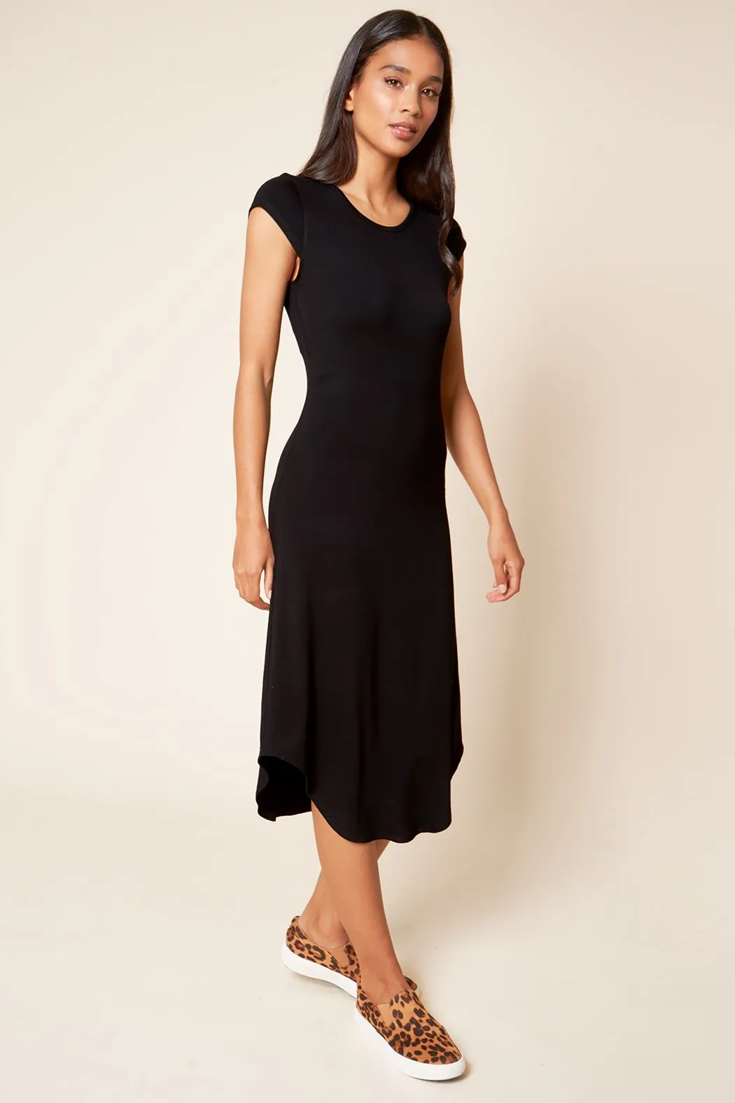 Seville Jersey Knit Asymmetric Midi Dress