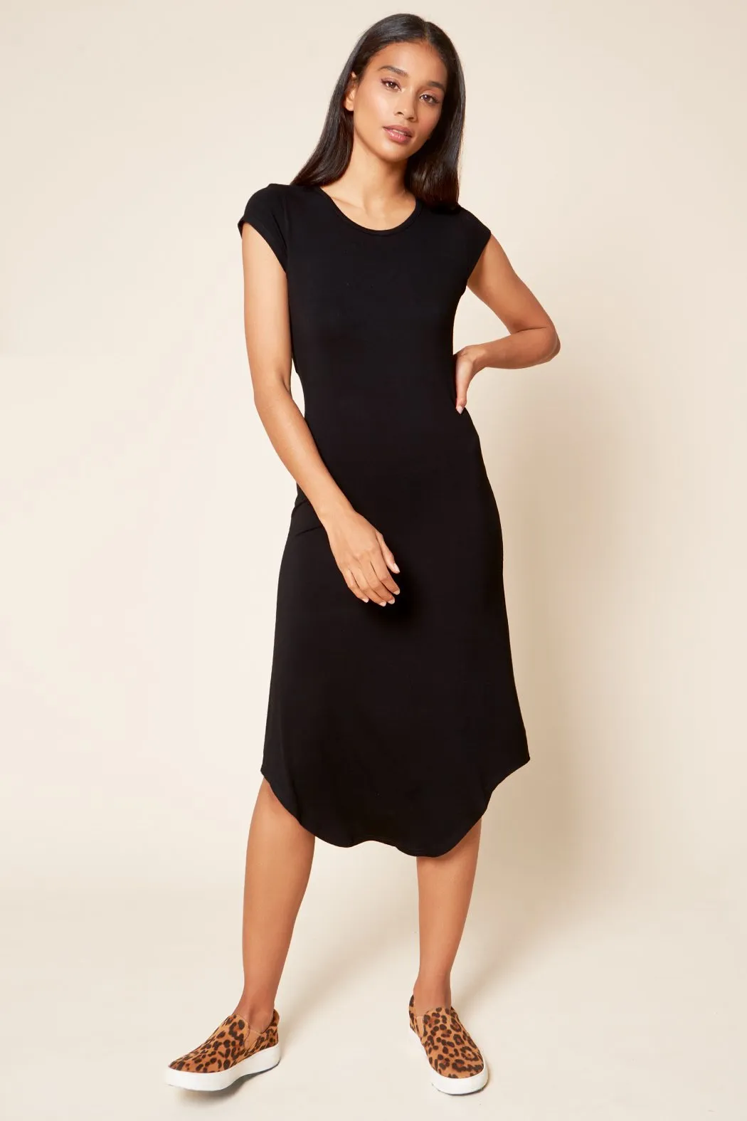 Seville Jersey Knit Asymmetric Midi Dress