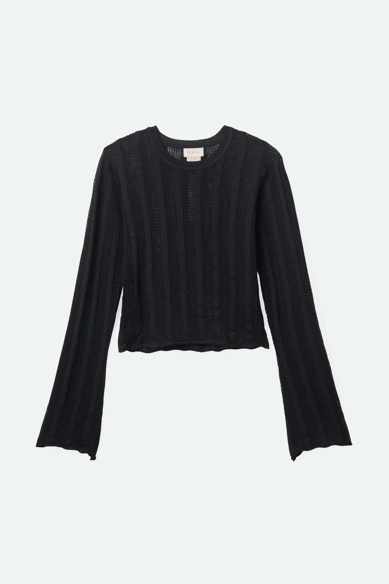 Sheer L/S Knit Top - Black