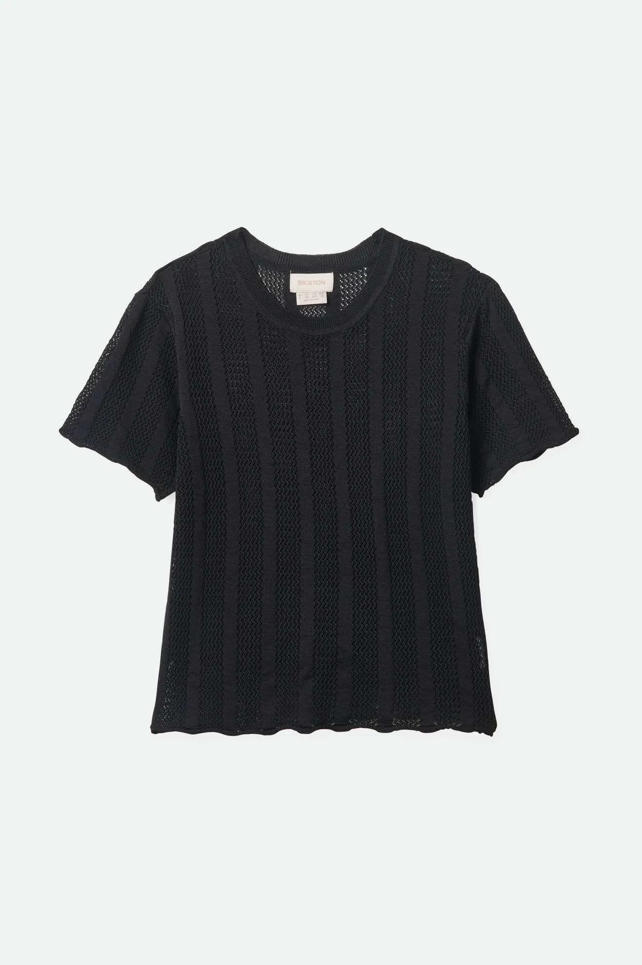 Sheer S/S Knit Top - Black