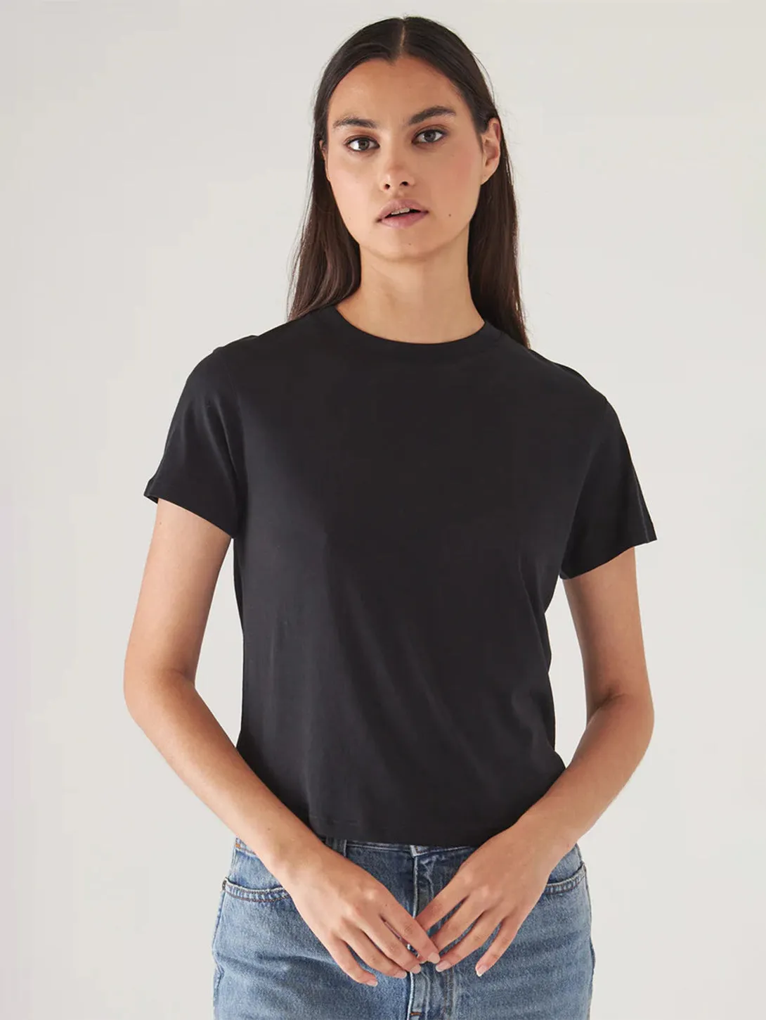 Baby Tee Black Pima Cotton Short Sleeve