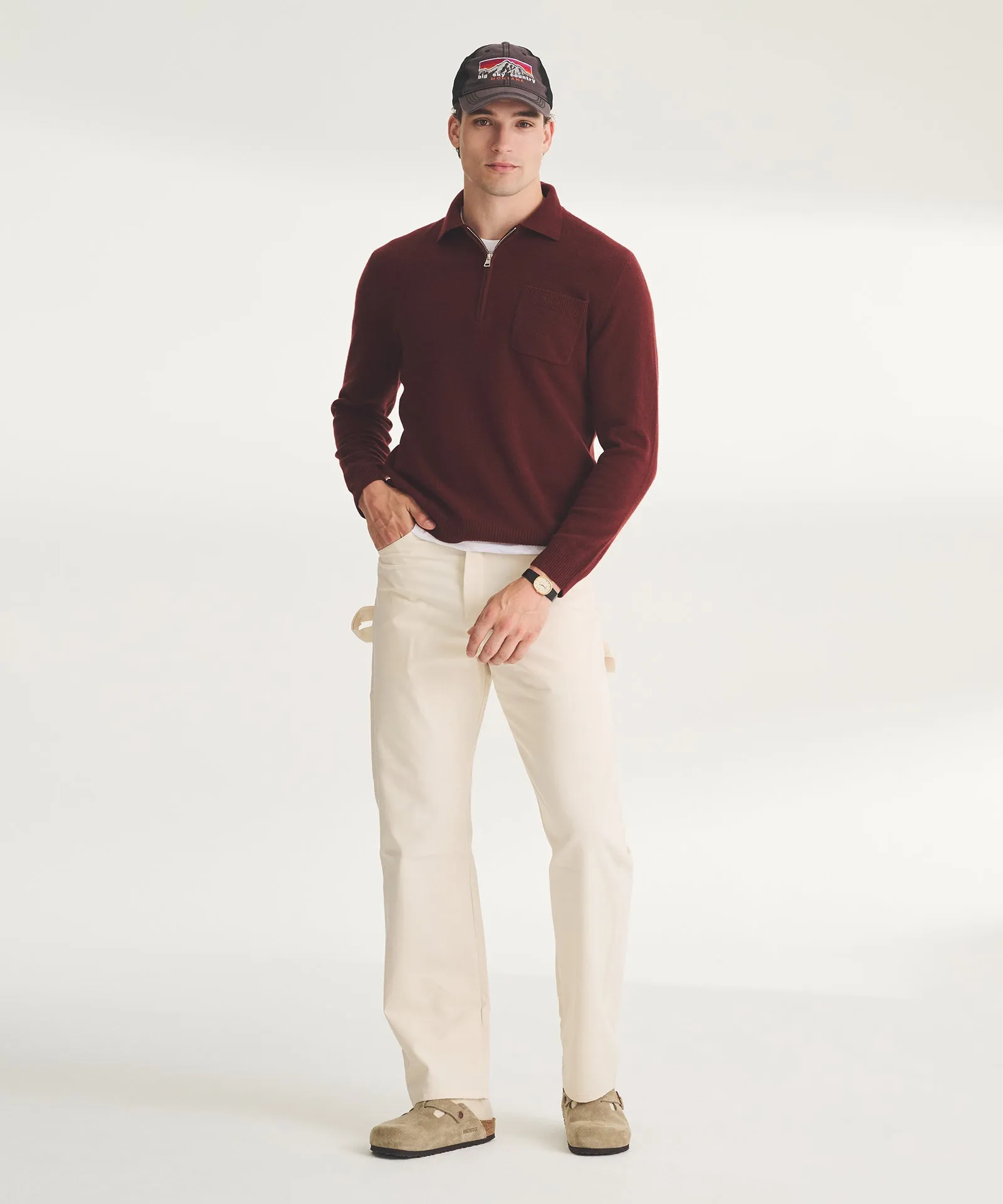 Signature Cashmere Quarter Zip Polo