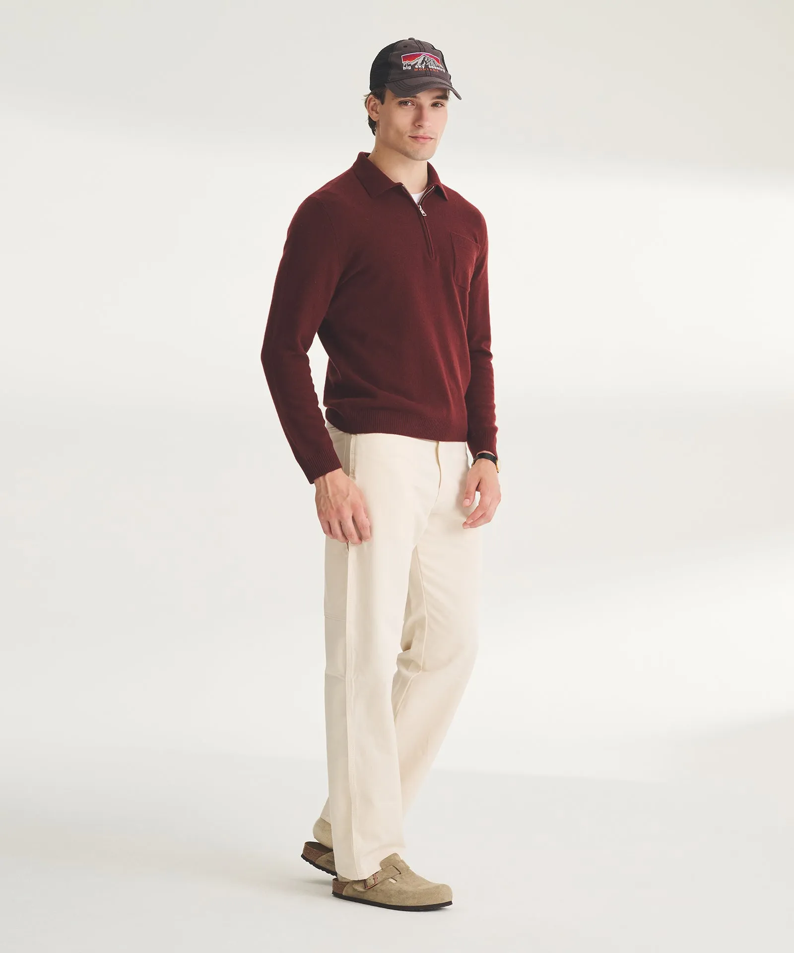 Signature Cashmere Quarter Zip Polo