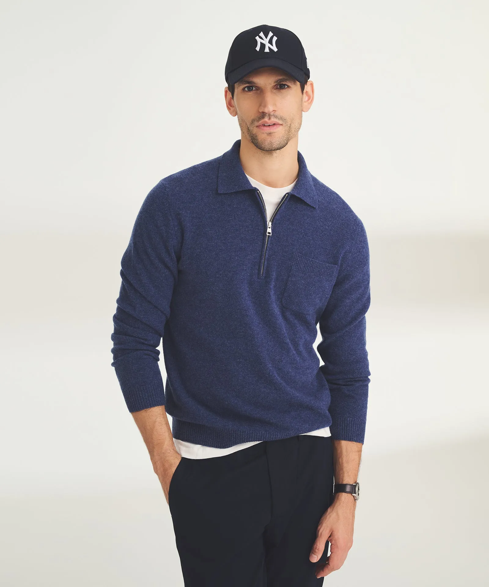 Signature Cashmere Quarter Zip Polo