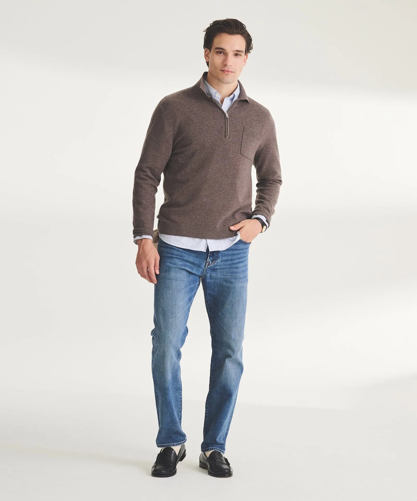 Signature Cashmere Quarter Zip Polo