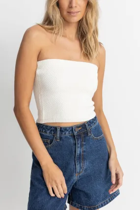 White Spirit Strapless Knit Top