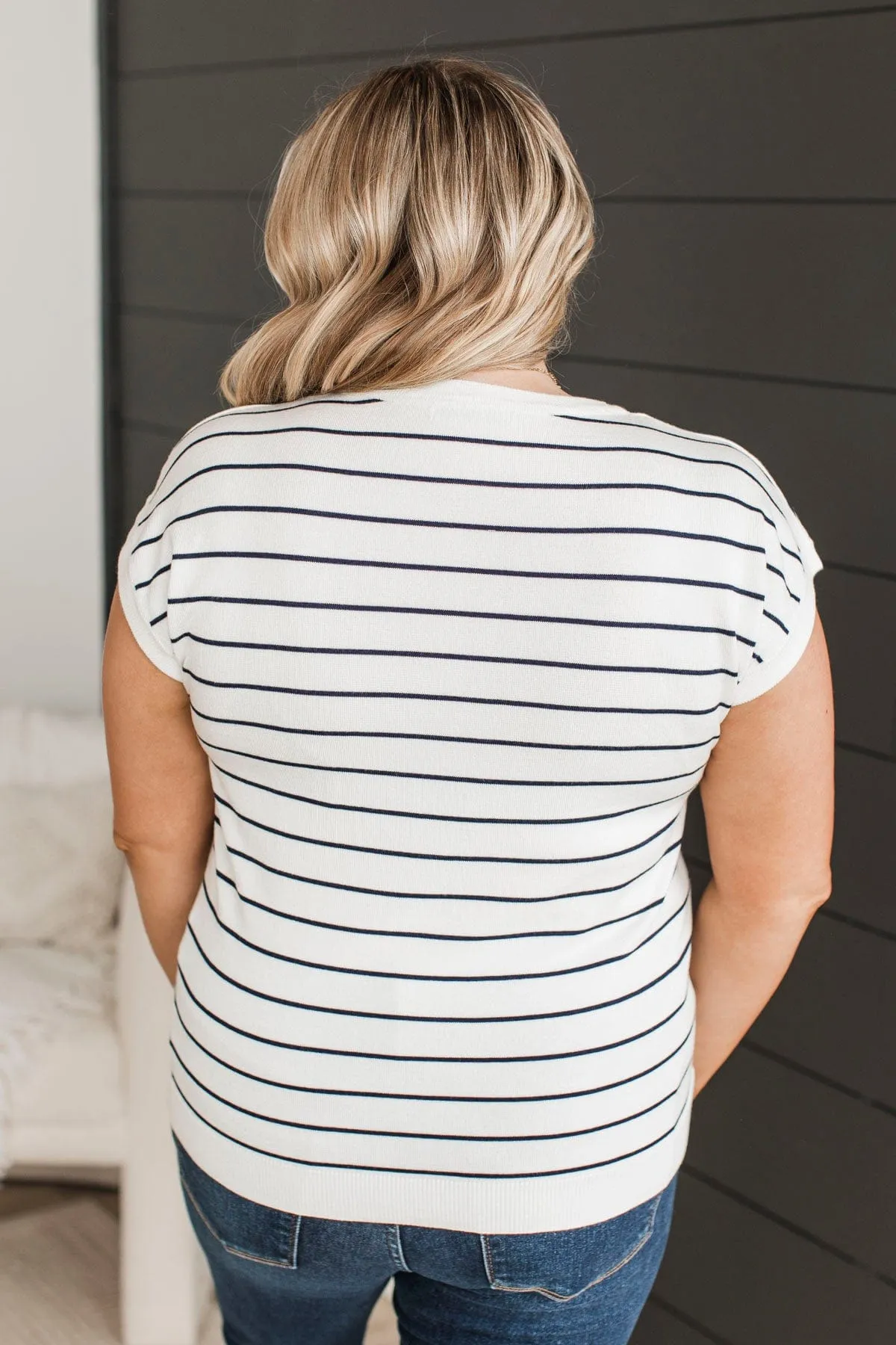 Splendid Days Striped Knit Top in Ivory & Navy