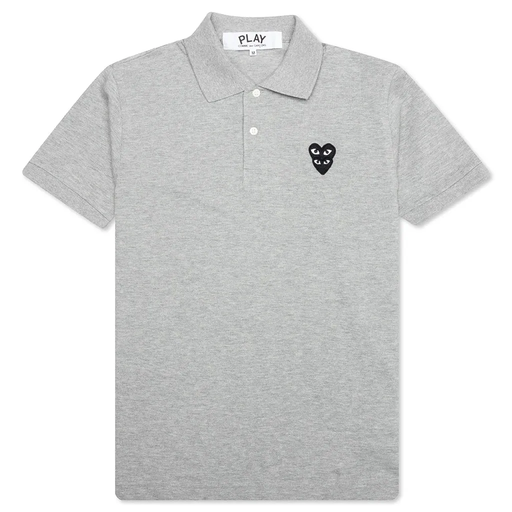 Grey Stacked Heart Polo Shirt