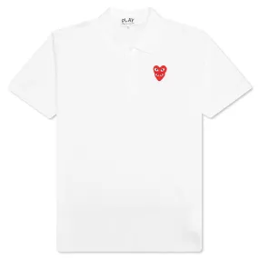 White Stacked Heart Polo Shirt