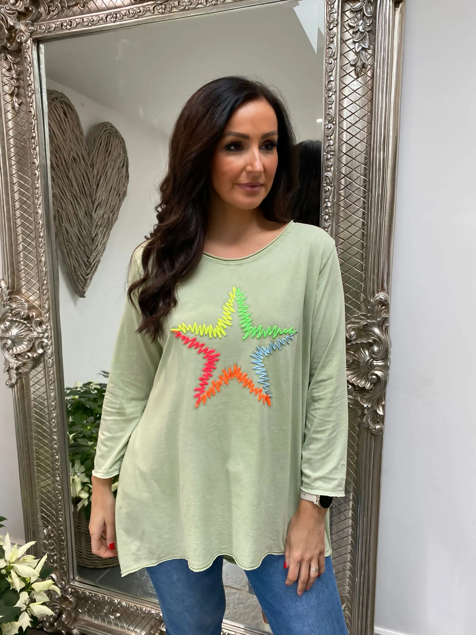 Cassie Stitch Star Sweat Top