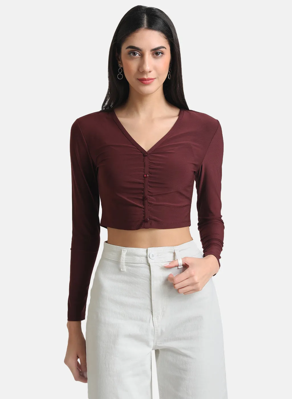 Stretchy Crop Top With Ruched Detail