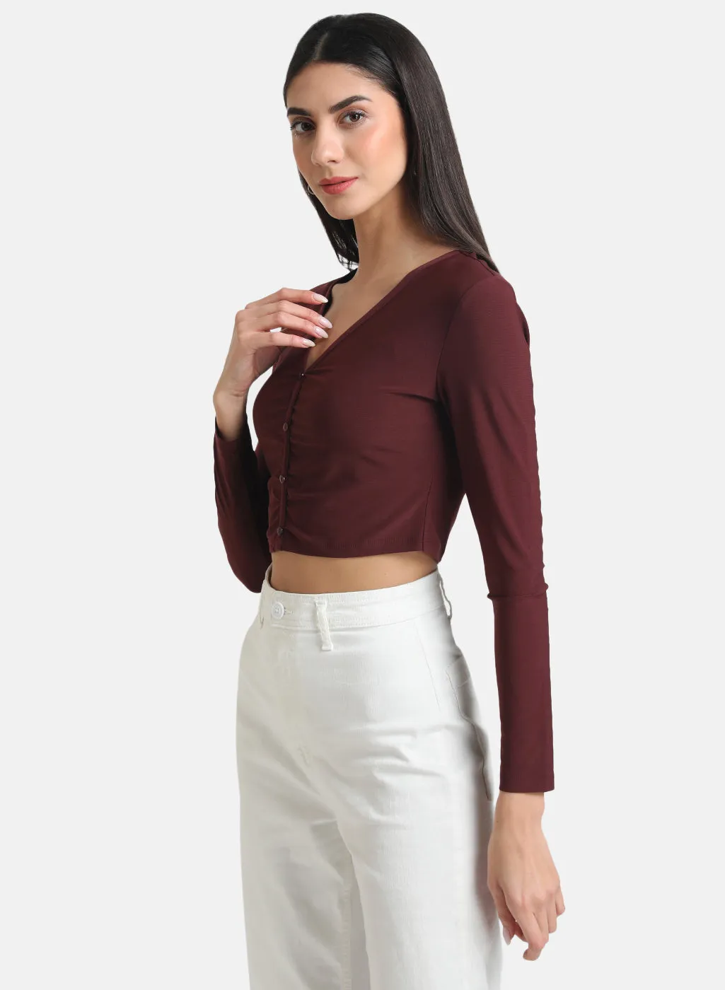 Stretchy Crop Top With Ruched Detail