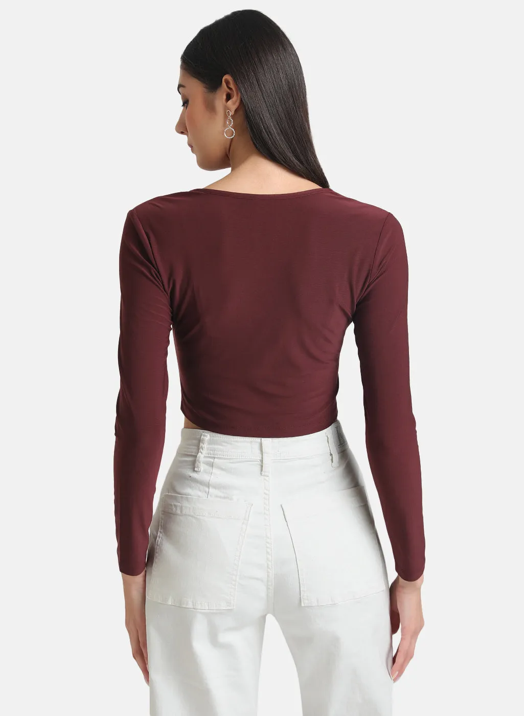 Stretchy Crop Top With Ruched Detail