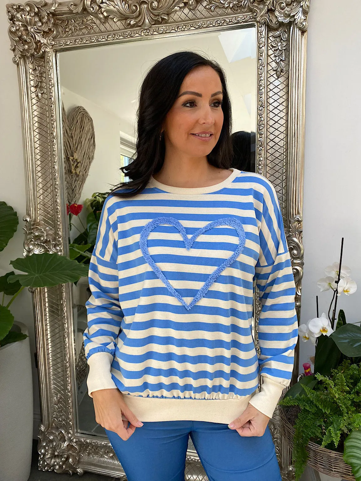 Lauren Heart Sweatshirt - Fluffy Stripe