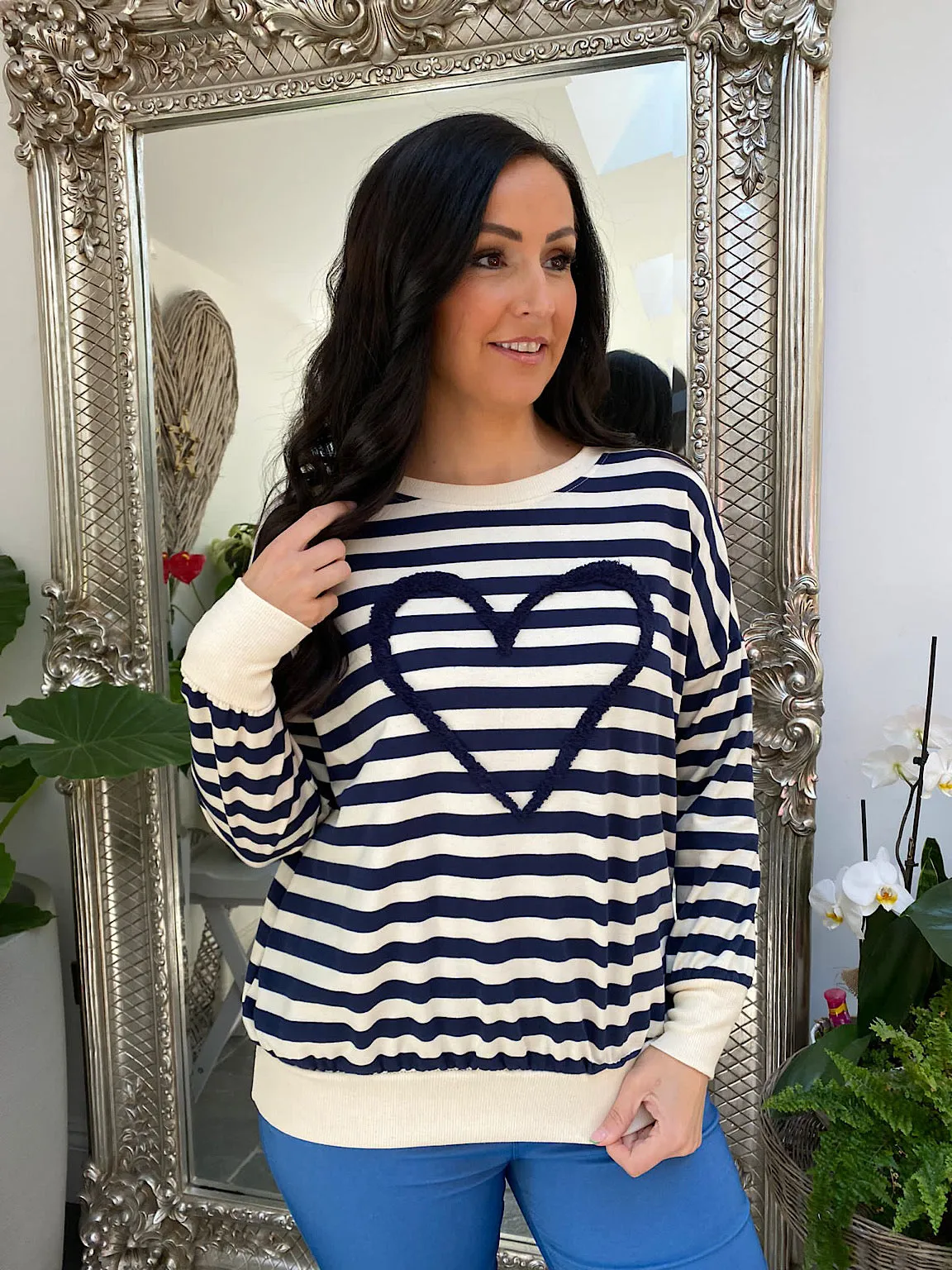 Lauren Heart Sweatshirt - Fluffy Stripe