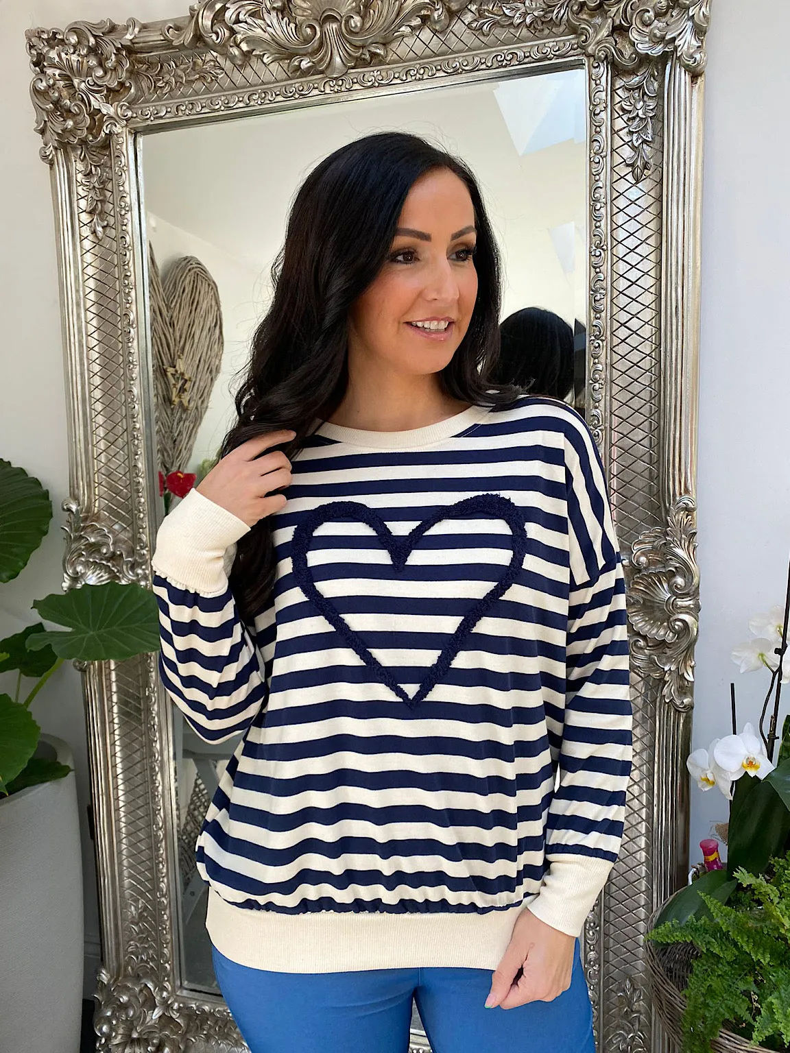 Lauren Heart Sweatshirt - Fluffy Stripe