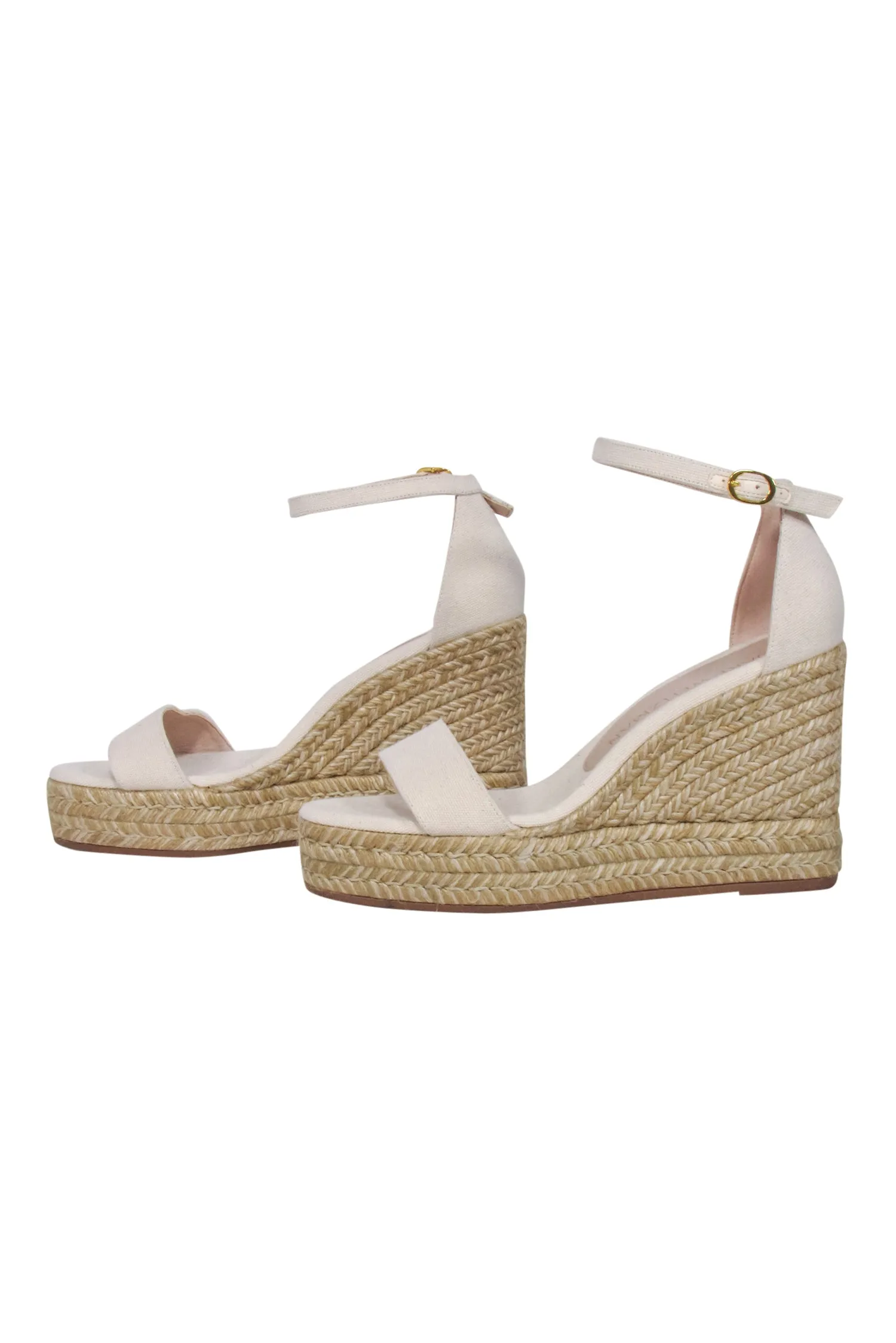 Stuart Weitzman - Ivory Wedge Espadrilles Sz 8.5