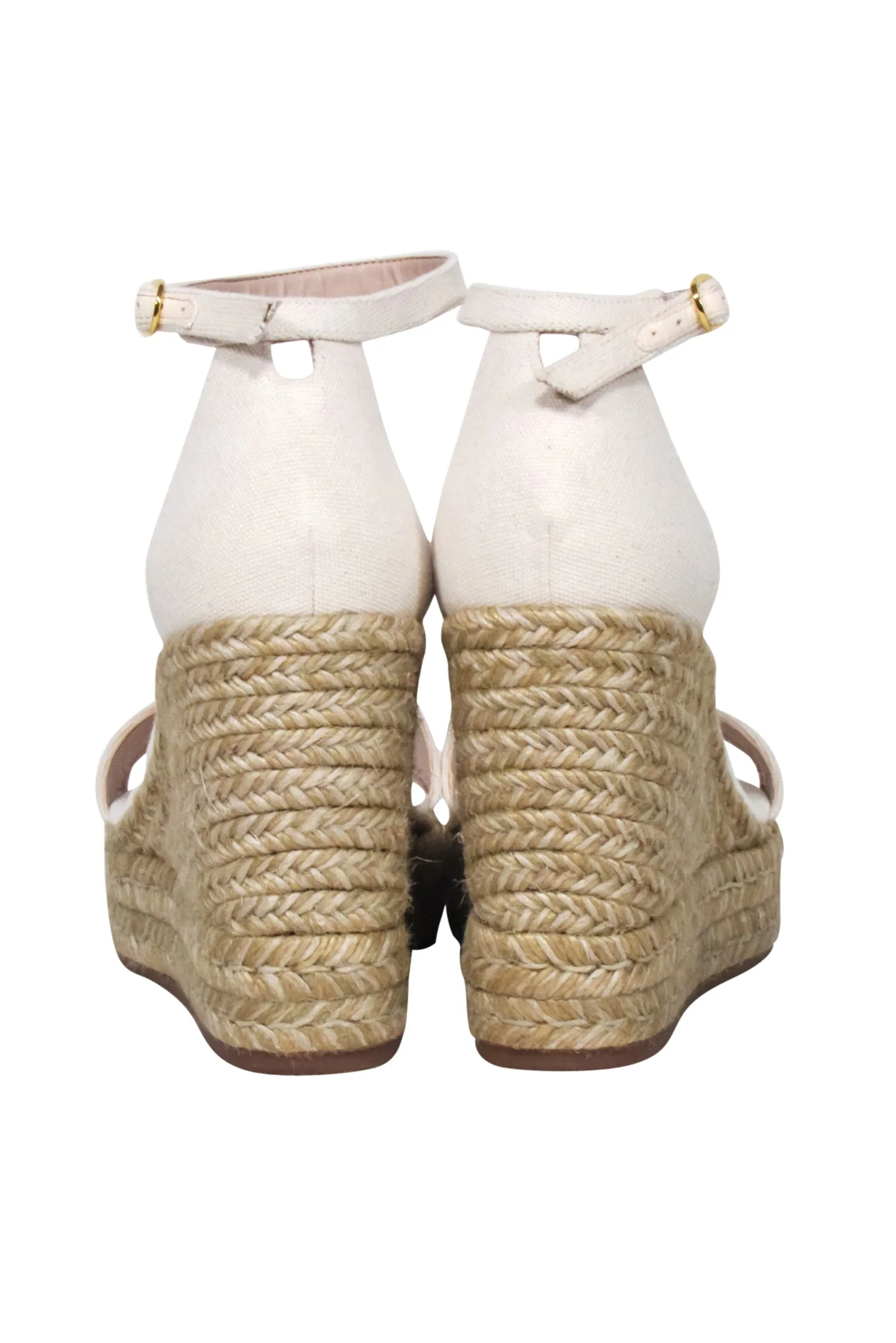 Stuart Weitzman - Ivory Wedge Espadrilles Sz 8.5